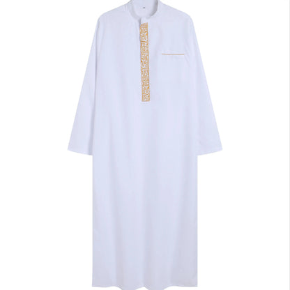 New Muslim Robe Mo Arab Ethnic Wind Sleeve Embroidery Festival Set Casual Men Abaya (M-4XL)