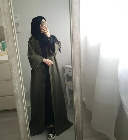 A Islamic clothing for women abaya Muslim fashion kaftan dress long sleeve cardigan solid Arab Dubai Turkish Islam dresses