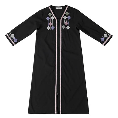 New Muslim Kids Girls Zipper Front Open Abaya Morocco Kaftan Islamic Child Clothes Eid Ramadan Jalabiya Arabic Robe Caftan Dress