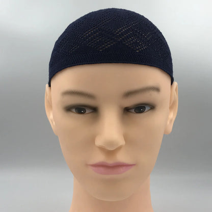 Islamic Clothing Mesh Muslim Hat for Prayer Jewish Winter for Men Hui Worship Kufi Knitted Cap Solid Color Saudi Arabic