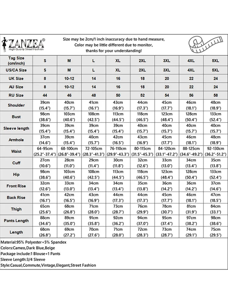 2024 ZANZEA Women Vintage Muslim Sets 2PCS Summer Islamic Clothing Eid Mubarek Ramadan Outifits Patchwork Blouse Trousers Suits