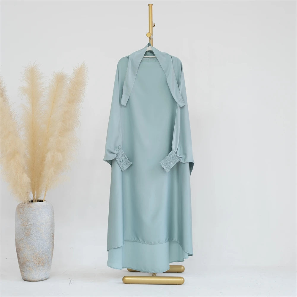 Muslim Women Kids Girls Hijab Dress Eid Overhead Hooded Abaya Mom & Daughter Abayas Khimar Islamic Prayer Garment Dresses Robe