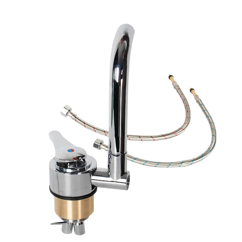Motorhome Trailer Modification Parts Kitchen Bathroom Hot and Cold Folding Faucet 304 Stainless Steel Faucet RV Camper Accessori