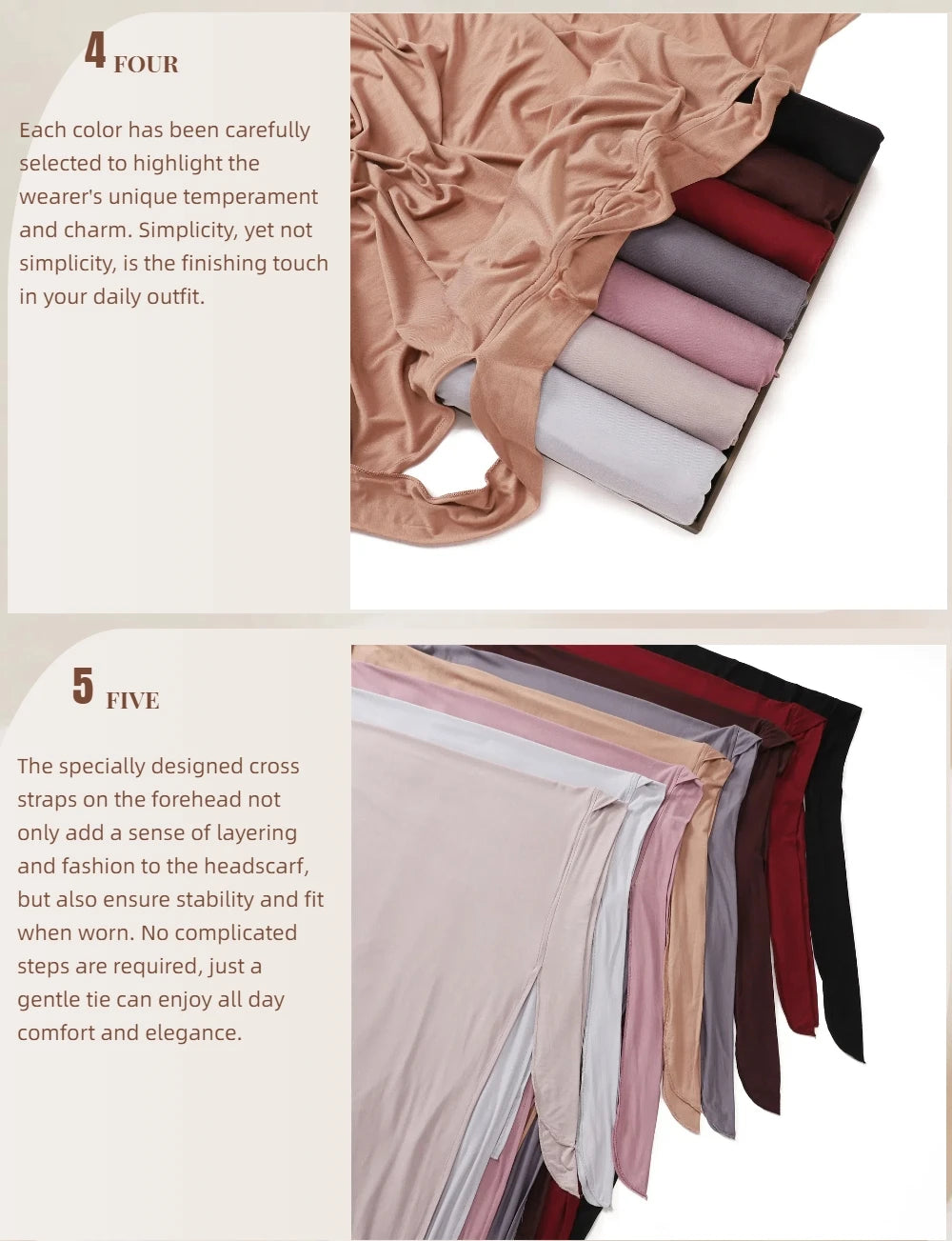 Muslim Women Premium Soft Modal Cotton Jersey Hijab Headwrap Stretchy Instant Hijab Scarf Forehead Cross Design Headscarf