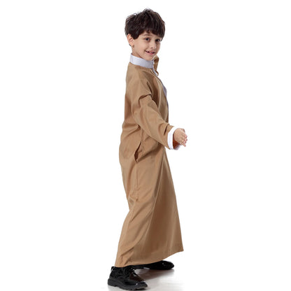 2024 Arab Malay Turkey Muslim Boys Clothing Kids Abayas Dress Children Full Body Robe Dress Teen Age TH873