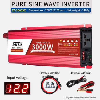 pure sine wave inverter 12V to 220V 1600W 2200W 3000W 4000W DC to AC voltage converter 12 220 mini-car power supply