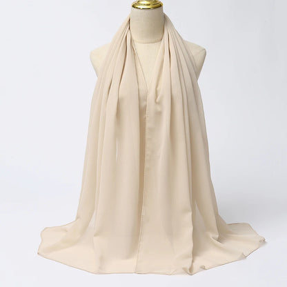 Ramadan Muslim Chiffon Hijabs For Woman Plain Color Headscarf Long Shawl Scarf Women Jersey Hijabs Ladies Islam Voile Hijab