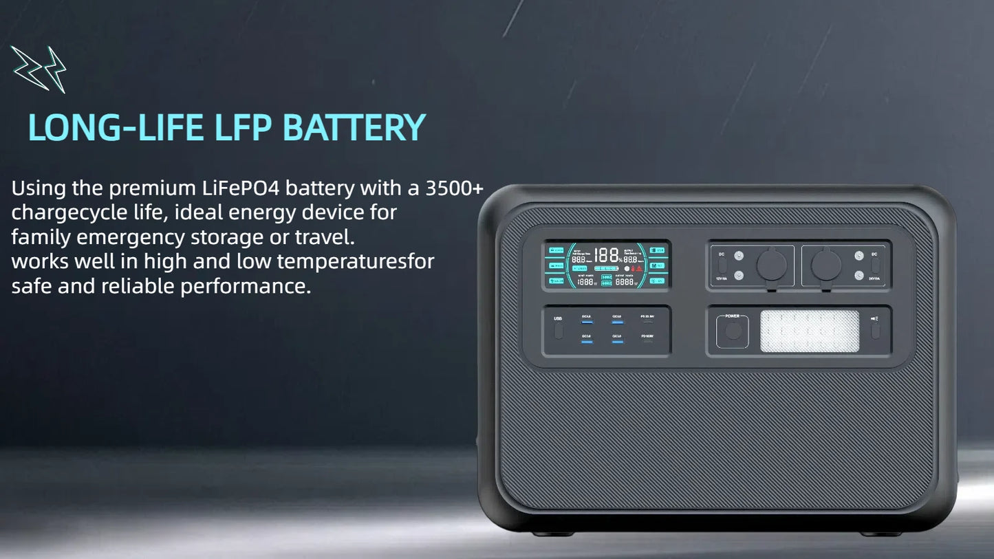 2400W 2000Wh Portable Power Station LiFePO4 battery UPS for power outages Pure Sine Wave 220 230V 50Hz Зарядна станція