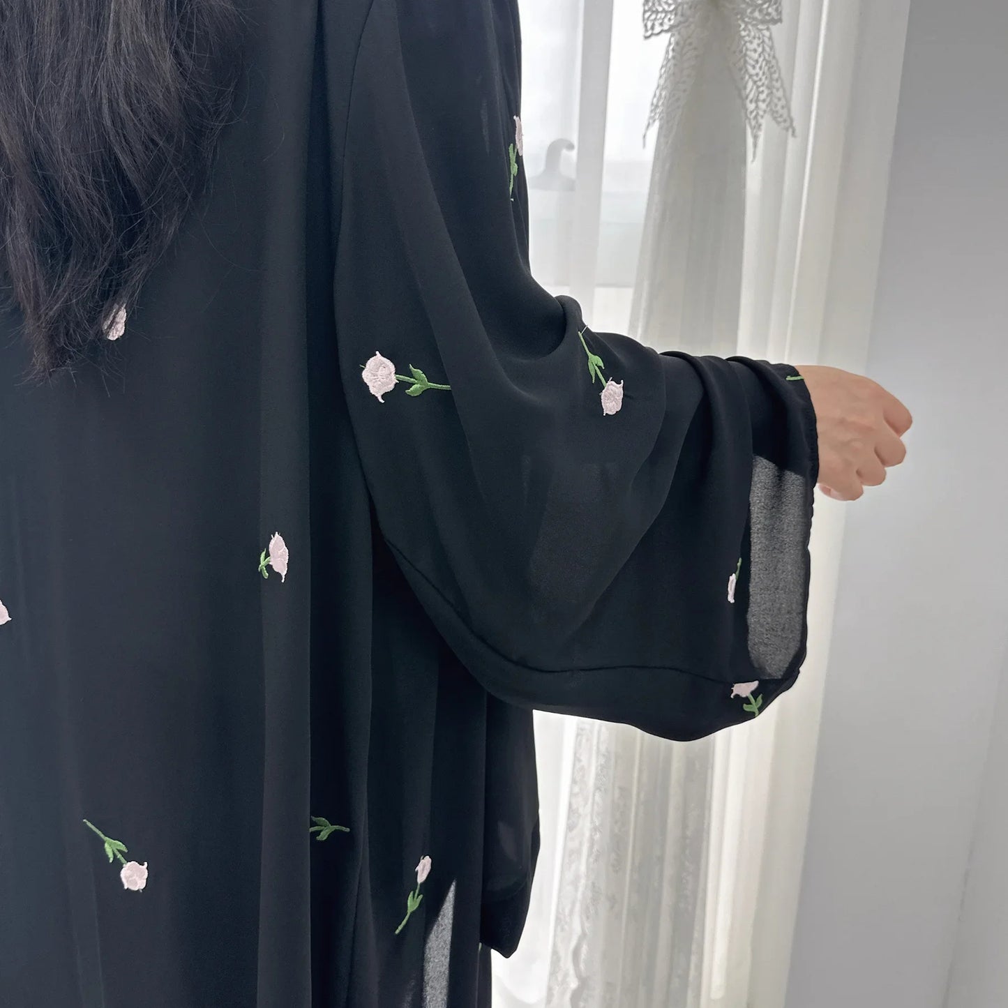Flower Open Abaya Kimono Embroidery Muslim Abayas for Women Dubai Luxury Turkey Kaftan Hijab Robe Ramadan Eid Islamic Clothing
