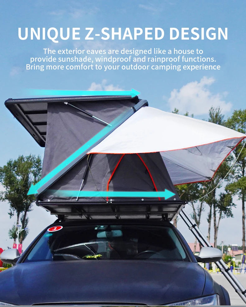 Z Shaped Camping Roof Tent Aluminum Hard Shell Rooftop Tent Outdoor Car Rooftop Tents Offroad Outdoor Camping