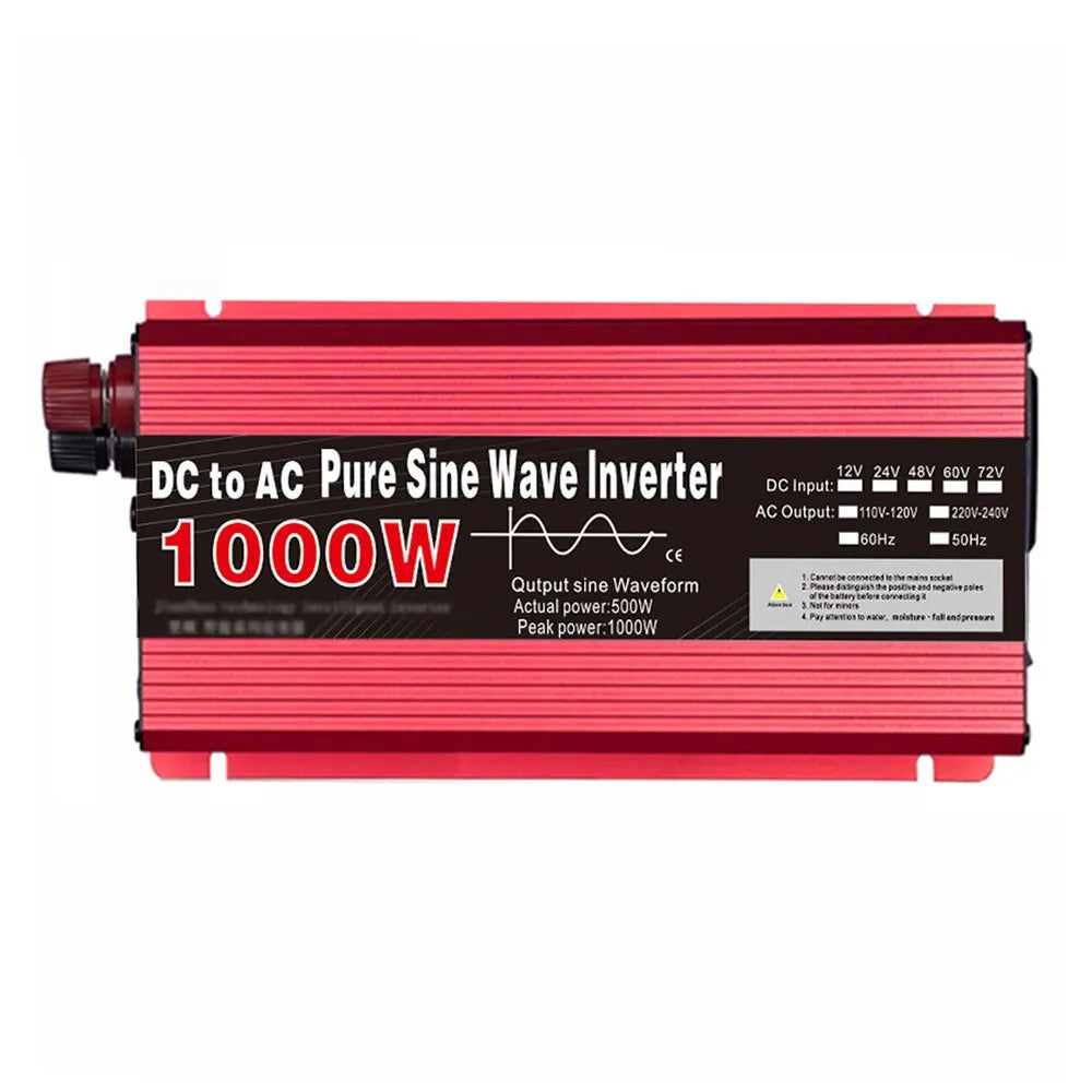 Pure Sine Wave Inverter DC 12V/24V To AC 220V 1000W Portable Power Bank Converter Solar Inverter