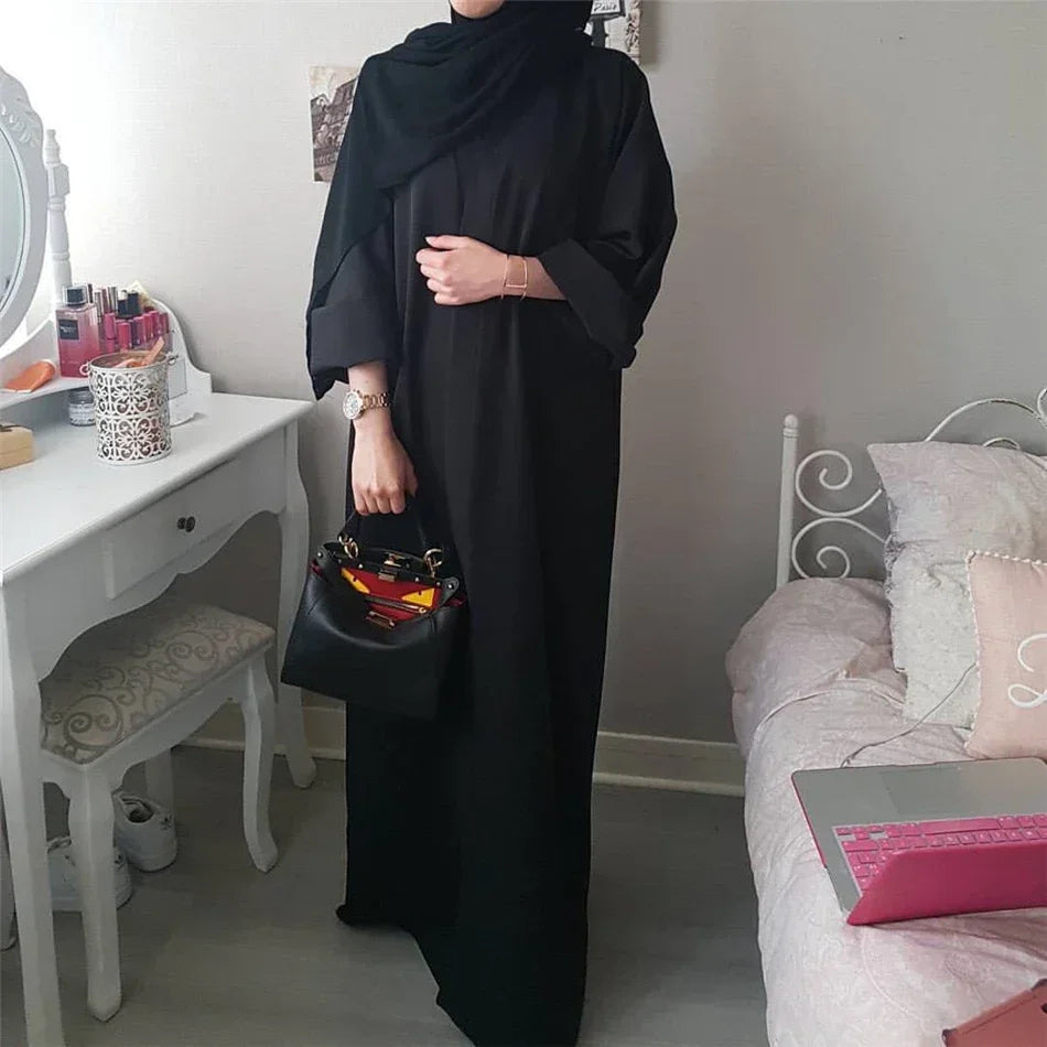 A Islamic clothing for women abaya Muslim fashion kaftan dress long sleeve cardigan solid Arab Dubai Turkish Islam dresses
