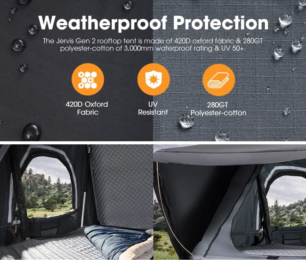 SAN HIMA UV Resistant Waterproof 4 Person Hard Shell Roof Top Tent ABS Clamshell Hardshell Car Rooftop Tent For 4x4 Camping