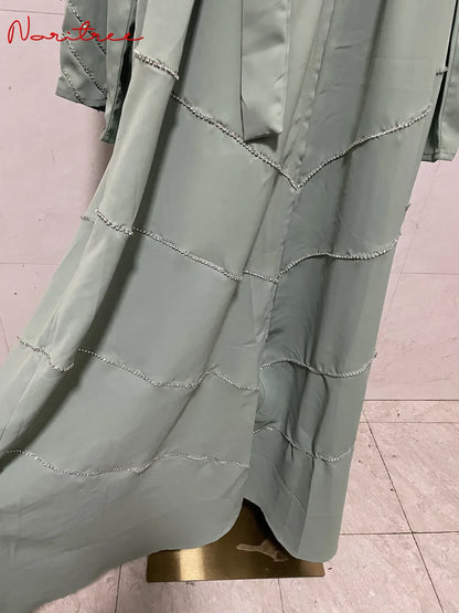 Hand made diamond beading Ramadan Eid Muslim dress long abayas robe fancy maxi French stylish modest Islamic wy1368 G1665