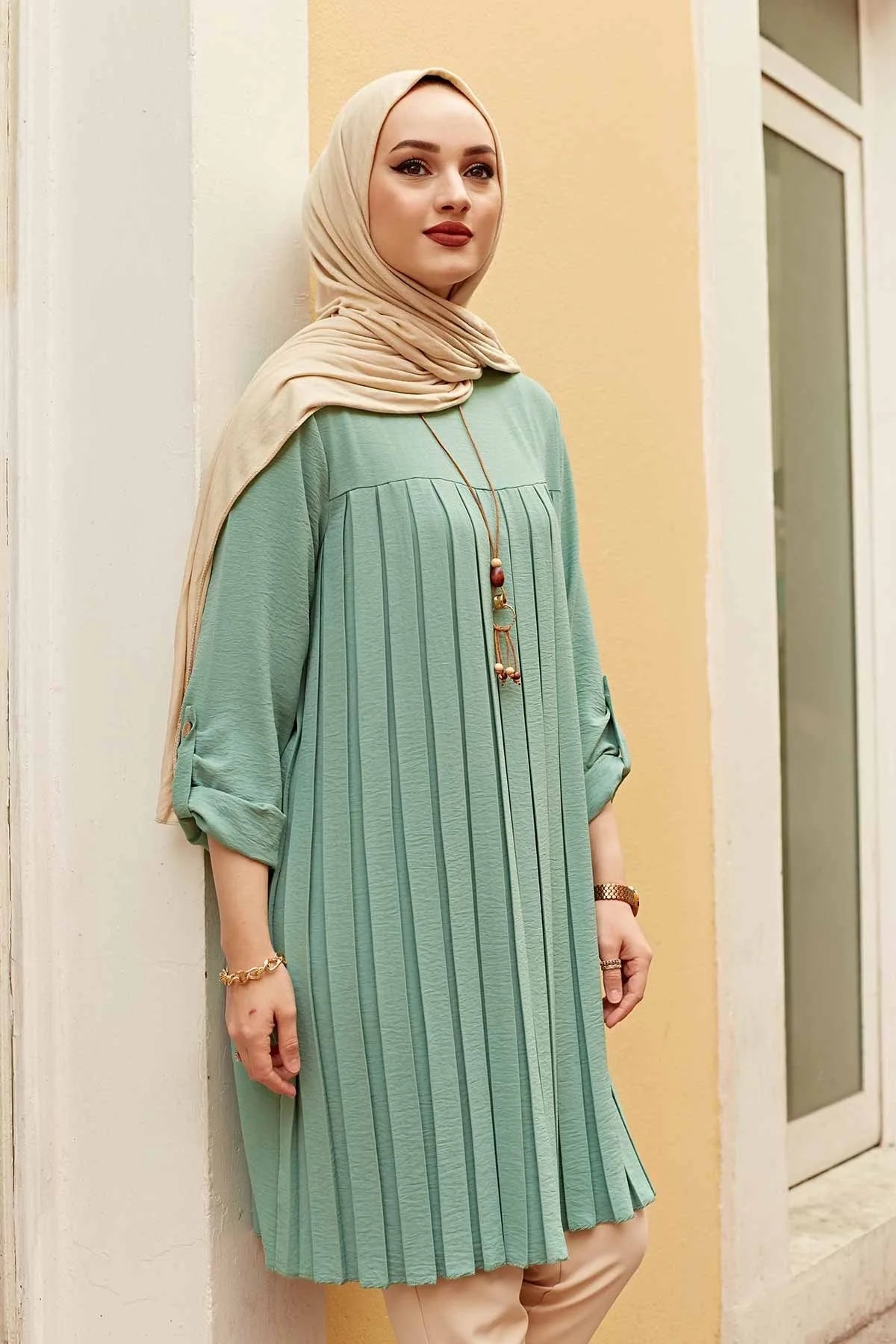 Pleated Girl's Blouse Shirt Adjustable Sleeve Women Top Islamism Blouses for Muslim Women Many Colors Muslim Fashion Women