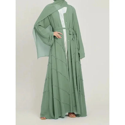 Hand made diamond beading Ramadan Eid Muslim dress long abayas robe fancy maxi French stylish modest Islamic wy1368 G1665