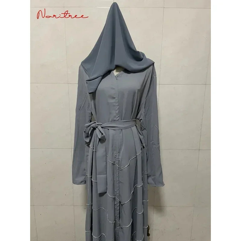 Hand made diamond beading Ramadan Eid Muslim dress long abayas robe fancy maxi French stylish modest Islamic wy1368 G1665