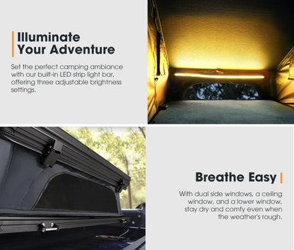 SAN HIMA Quick Set Up Waterproof Car Camping Hardshell Rooftop Tent 2 Person Hard Shell Roof Top Tent for 4WD 4x4 Off-road