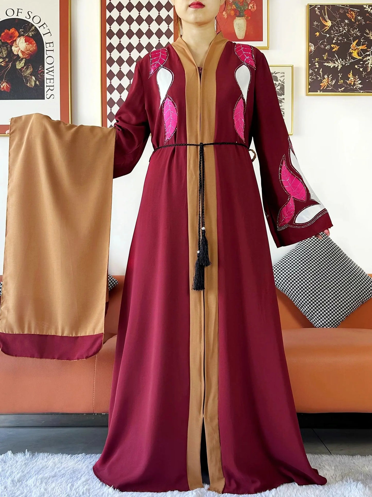 High Grade Fabric Women Party Dress Chiffon Open Abaya Muslim Women Dress Islamic Clothing Cardigan Abaya Women Muslim Dress