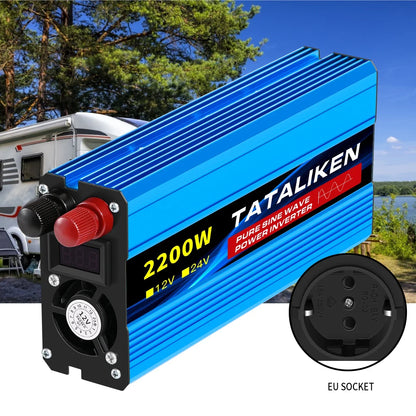 1600W/2200W/3000W/4000W  Pure Sine Wave Inverter DC 12V/24V to AC 220V 50hz Power Inverter Charger Converter Adapter EU Socket