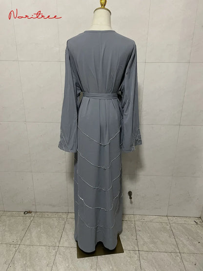 Hand made diamond beading Ramadan Eid Muslim dress long abayas robe fancy maxi French stylish modest Islamic wy1368 G1665