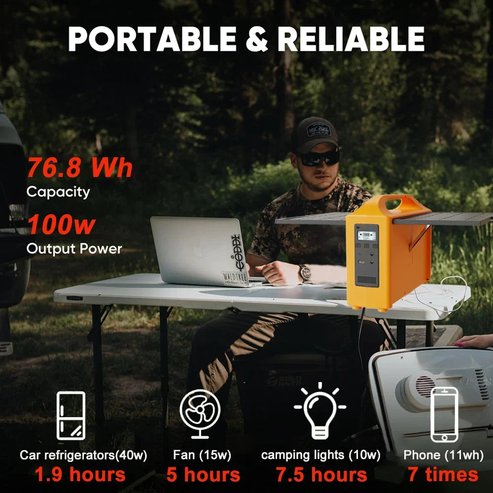100W Portable Power Station 100V/220V Solar Power Generator UPS Charging Stations Outdoor Emergency Power Bank LED For Camping