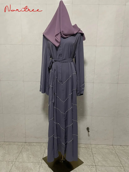 Hand made diamond beading Ramadan Eid Muslim dress long abayas robe fancy maxi French stylish modest Islamic wy1368 G1665