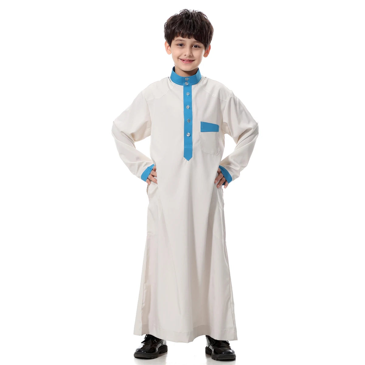 2024 Arab Malay Turkey Muslim Boys Clothing Kids Abayas Dress Children Full Body Robe Dress Teen Age TH873