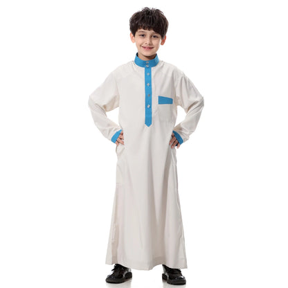 2024 Arab Malay Turkey Muslim Boys Clothing Kids Abayas Dress Children Full Body Robe Dress Teen Age TH873