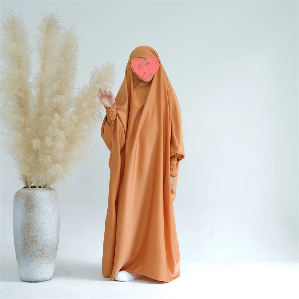Mom Daughter Hijab Abaya Muslim Women Girl Prayer Garment Eid Ramadan Islam Clothing Khimar Kaftan Turkey Robe Burqa Hooded Gown