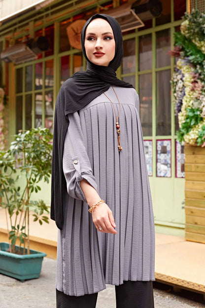 Pleated Girl's Blouse Shirt Adjustable Sleeve Women Top Islamism Blouses for Muslim Women Many Colors Muslim Fashion Women
