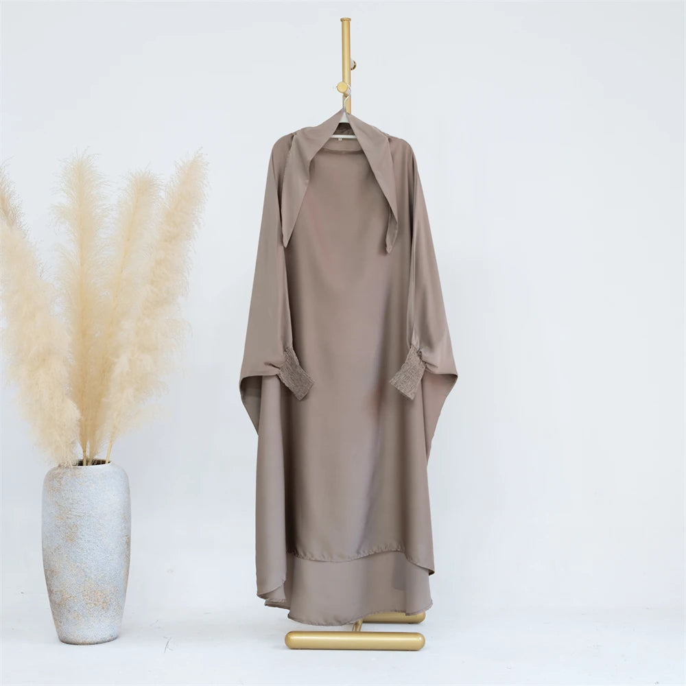 Mom Daughter Hijab Abaya Muslim Women Girl Prayer Garment Eid Ramadan Islam Clothing Khimar Kaftan Turkey Robe Burqa Hooded Gown