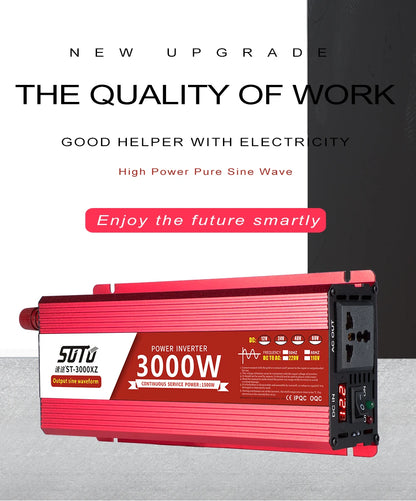 pure sine wave inverter 12V to 220V 1600W 2200W 3000W 4000W DC to AC voltage converter 12 220 mini-car power supply