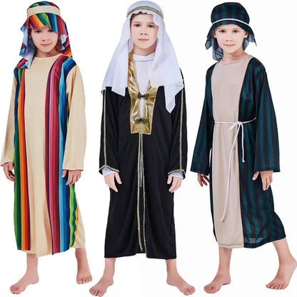 Kids Arab Arabian Costume Middle East Costume Robe Boy Child Prince Clothes Halloween Carnival Cosplay Children Muslim Costumes