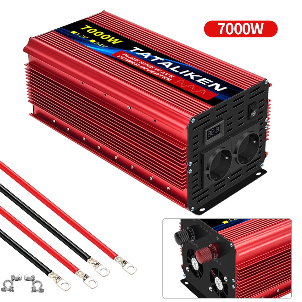 1600W/2200W/3000W/4000W  Pure Sine Wave Inverter DC 12V/24V to AC 220V 50hz Power Inverter Charger Converter Adapter EU Socket