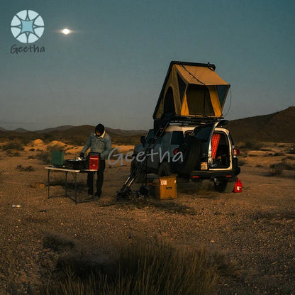 For SAN HIMA Waterproof Slimline Aluminum Pop-Up Roof Tent Car Rooftop Tent Hardshell In-built Led Light Bar For 4x4 4WD Camping