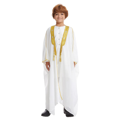 Eid Muslim Men Boy Kids Jubba Thobe Kimono Abaya Dress Islamic Ramadan Robe Saudi Arabic Musulman Caftan Dubai Djellaba Kebaya
