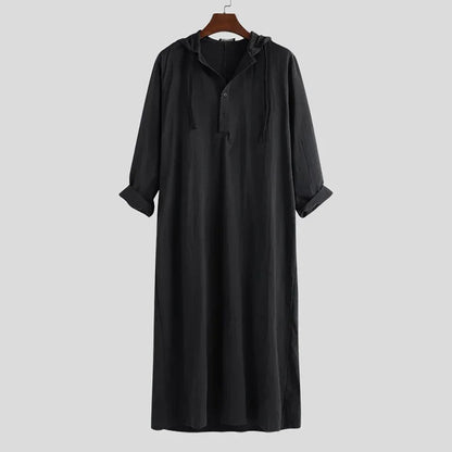 Muslim Robes Men Clothing Kaftan Hooded Long Jubba Thobe Arab Turkish Abaya Islam Habit Musulman Homme Solid Color Ramadan Dress