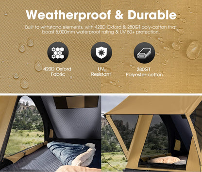 For SAN HIMA Waterproof Slimline Aluminum Pop-Up Roof Tent Car Rooftop Tent Hardshell In-built Led Light Bar For 4x4 4WD Camping