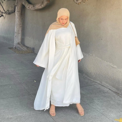 Latest fashionable modest 2 piece set Dubai Abaya design for Muslim Women Abaya Dress of Ethnic Clothing