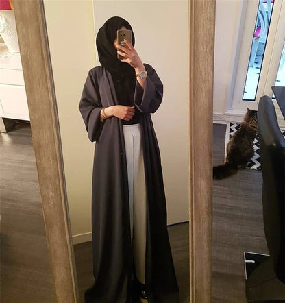 A Islamic clothing for women abaya Muslim fashion kaftan dress long sleeve cardigan solid Arab Dubai Turkish Islam dresses