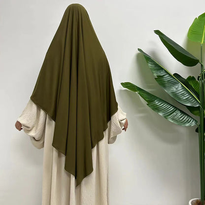 Premium Jersey Khimar Stretchy Breathable High Quality One Layer EID Ramadan Muslim Women Islamic Diamond Shape Prayer Hijab
