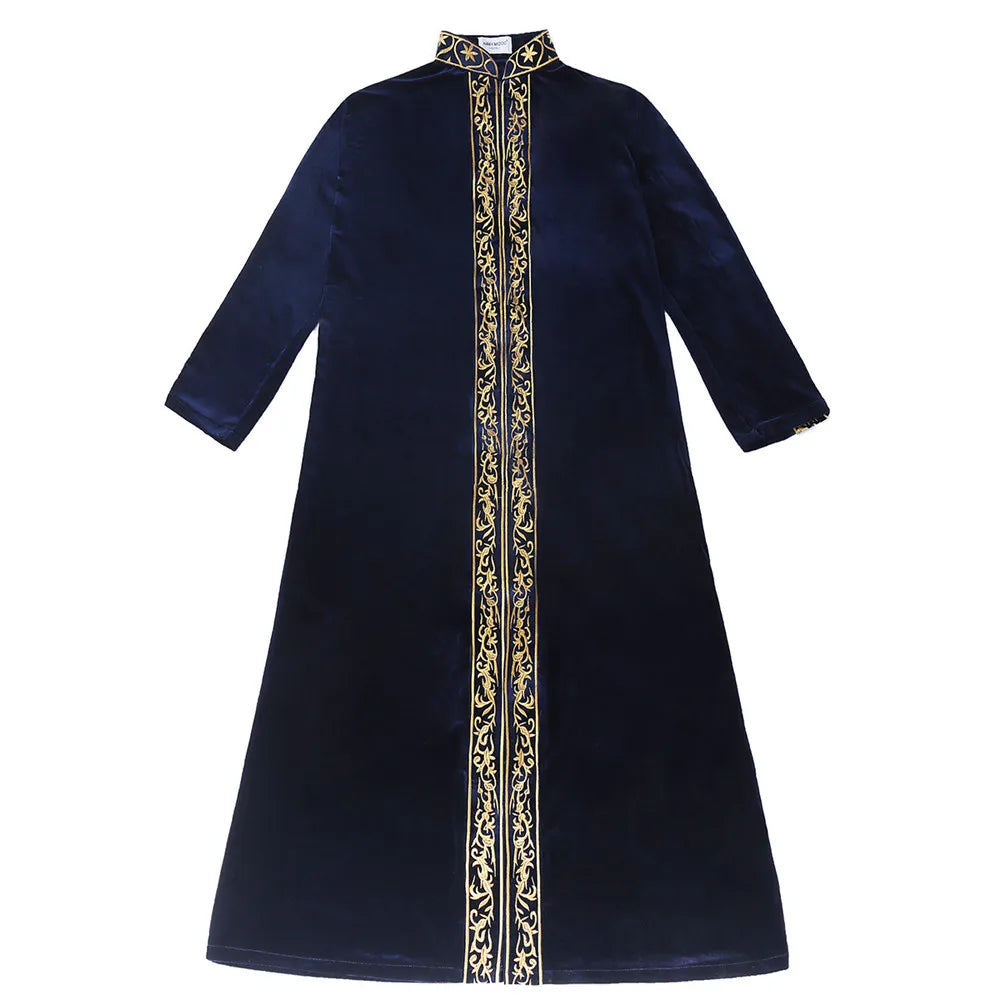 Ramadan Muslim Men Velvet Jubba Thobe Warm Kaftan Islam Clothing Eid Saudi Arabic Robe Thoub Thawb Dubai Abaya Dress Gown Abayas