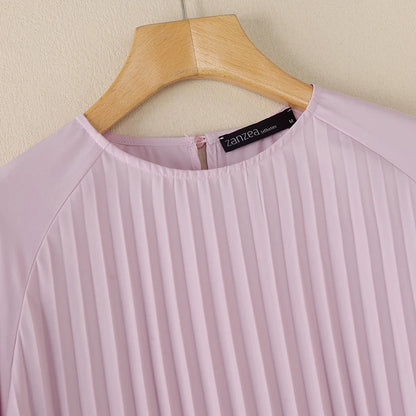 Fashion Women Long Sleeve Pleated Tops ZANZEA Autumn Muslim Blouse Long Shirt Ramadan Abaya Turkey Kaftan Solid IsIamic Clothing