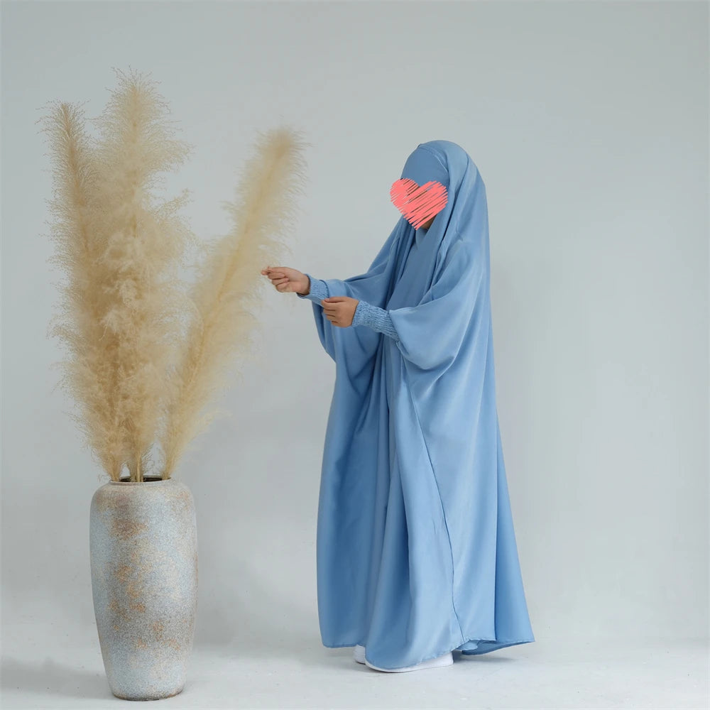 Mom Daughter Hijab Abaya Muslim Women Girl Prayer Garment Eid Ramadan Islam Clothing Khimar Kaftan Turkey Robe Burqa Hooded Gown