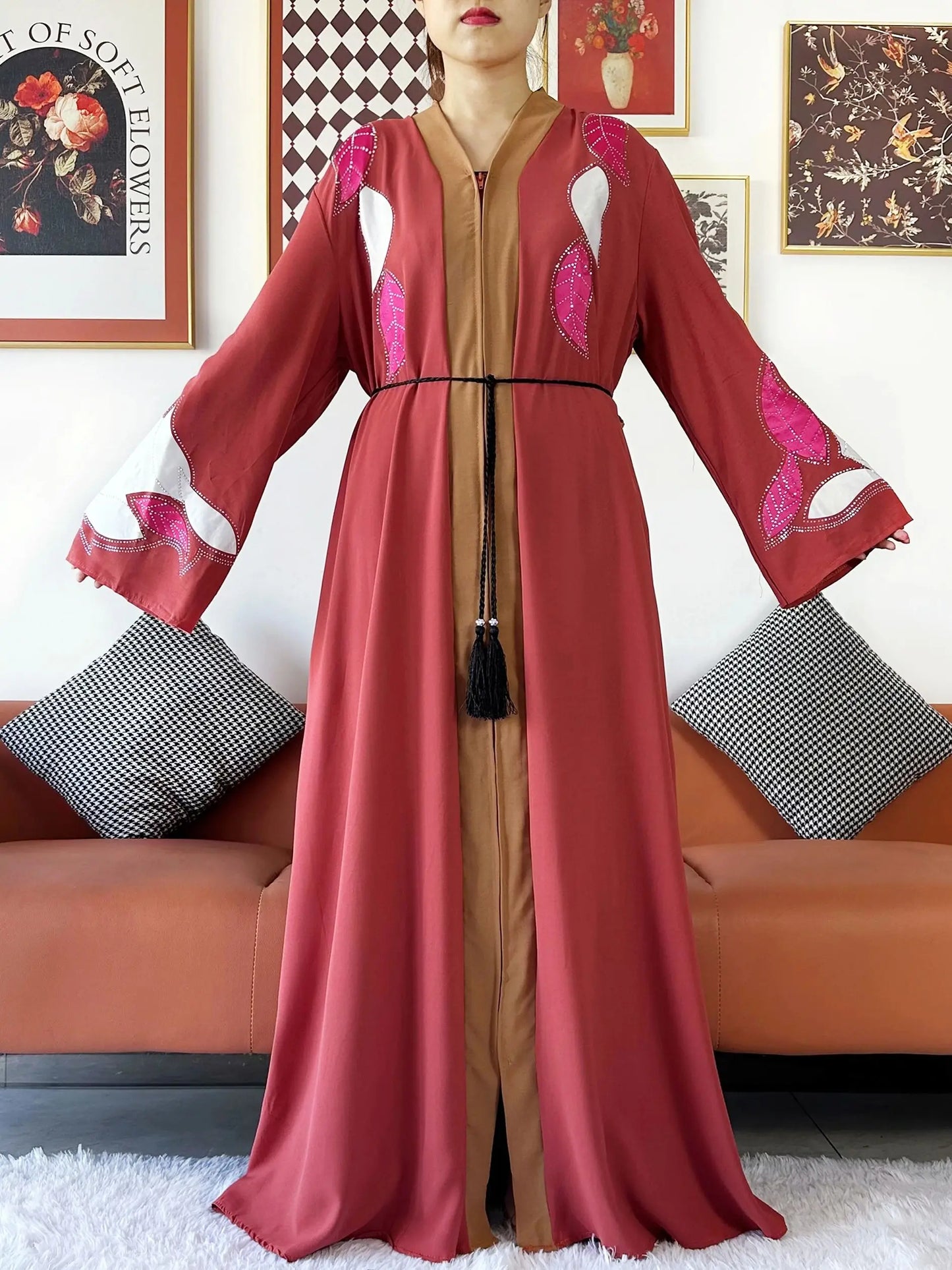 High Grade Fabric Women Party Dress Chiffon Open Abaya Muslim Women Dress Islamic Clothing Cardigan Abaya Women Muslim Dress
