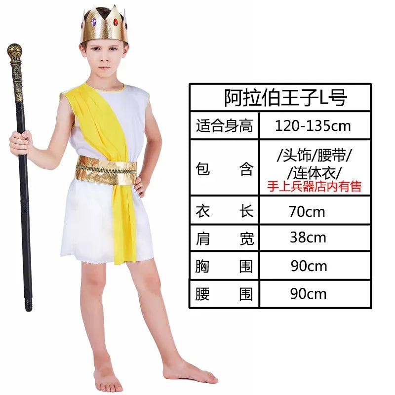 Kids Arab Arabian Costume Middle East Costume Robe Boy Child Prince Clothes Halloween Carnival Cosplay Children Muslim Costumes