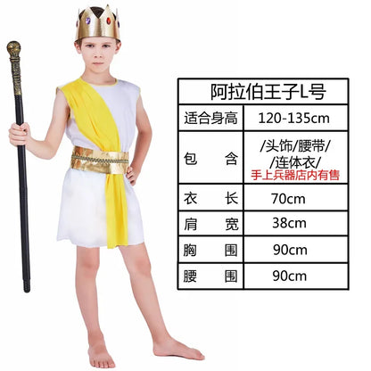 Kids Arab Arabian Costume Middle East Costume Robe Boy Child Prince Clothes Halloween Carnival Cosplay Children Muslim Costumes