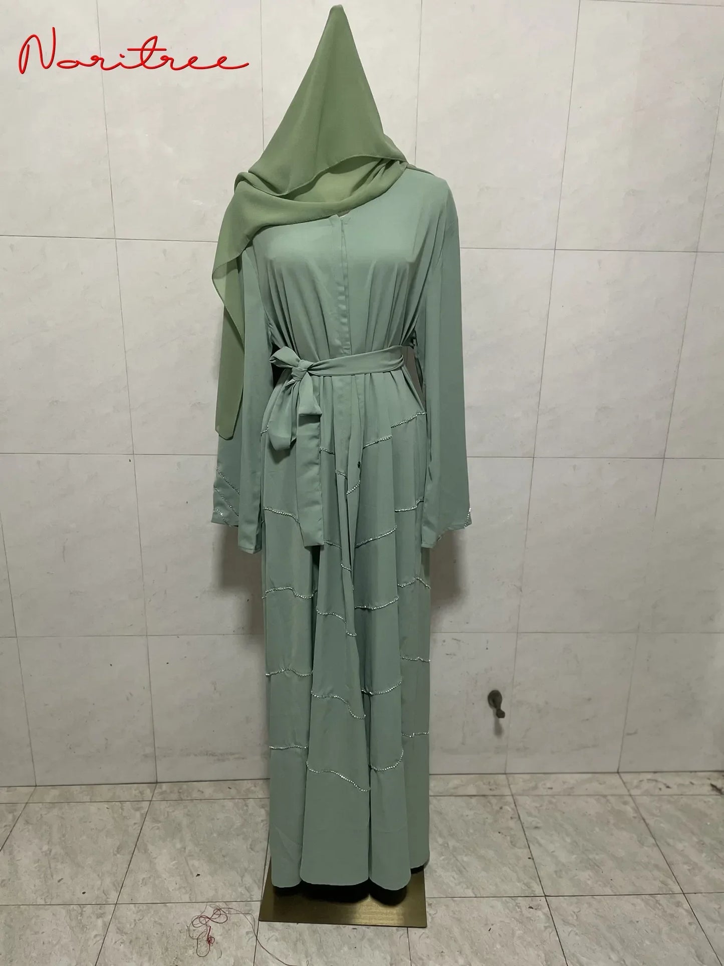 Hand made diamond beading Ramadan Eid Muslim dress long abayas robe fancy maxi French stylish modest Islamic wy1368 G1665