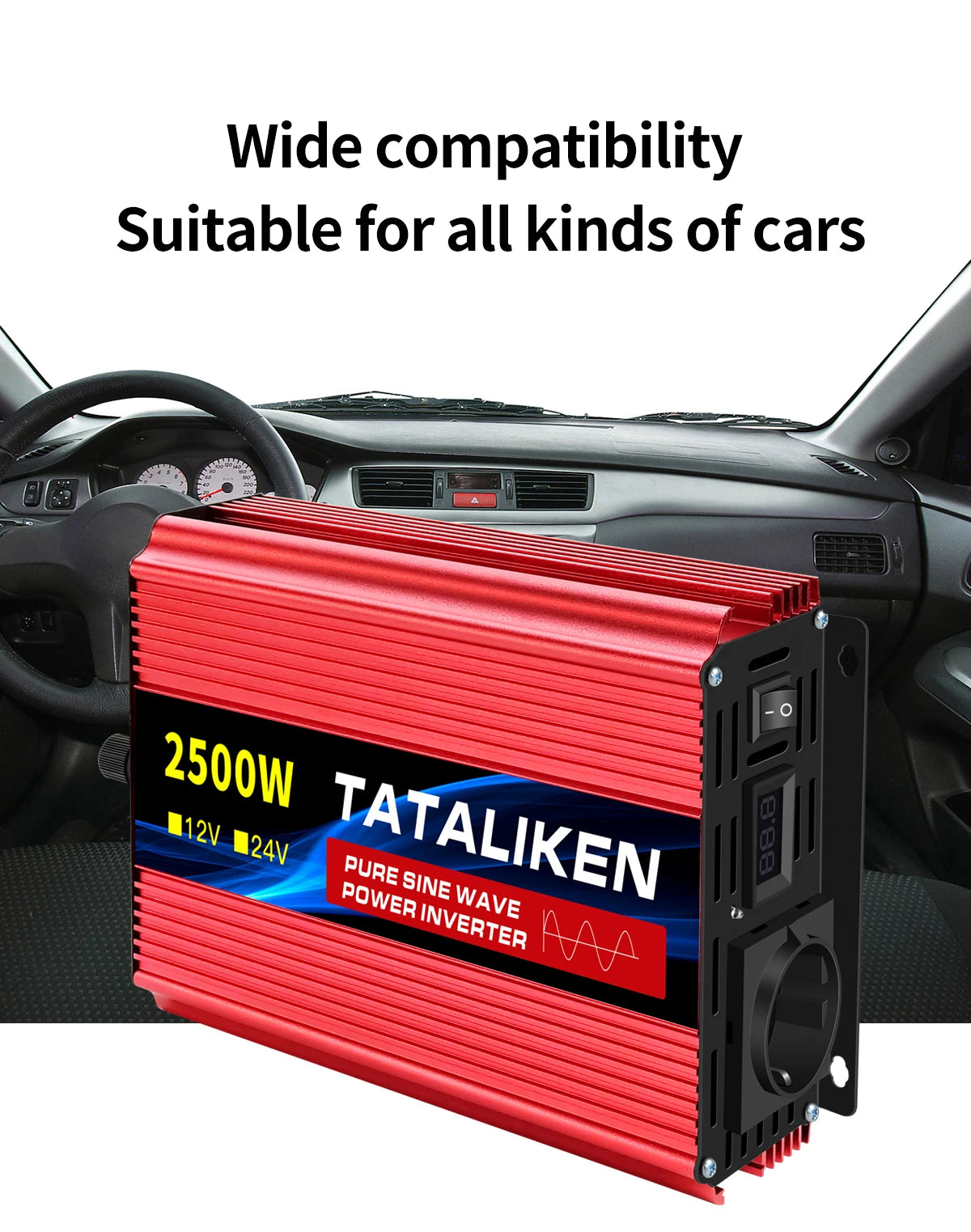 Pure Sine Wave Inverter 1600W/2200W/3000W/4000W DC 12V/24V to AC 220V 50hz Power Inverter Charger Converter Adapter EU Socket